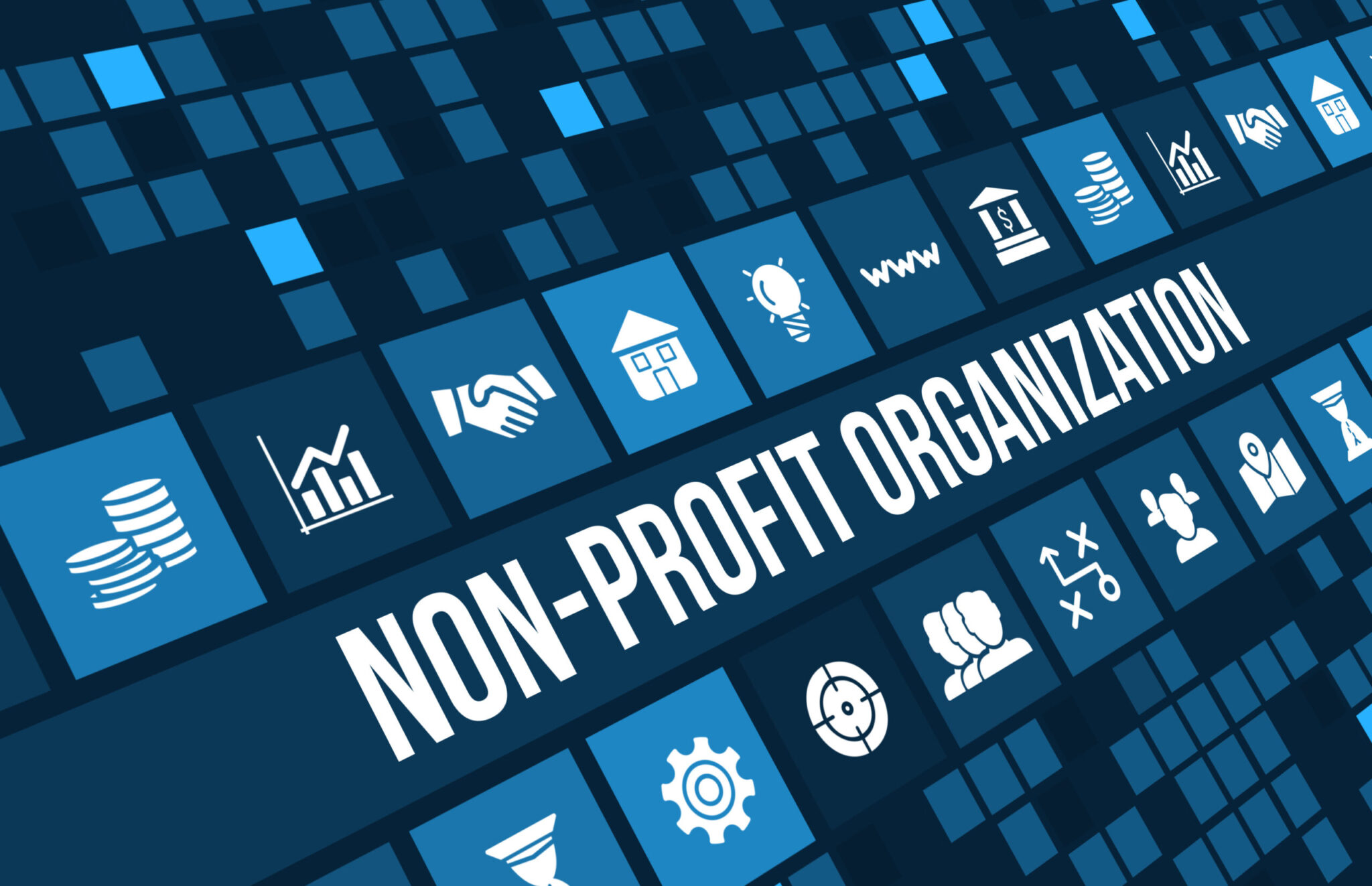 Non-profit organization  concept image with business icons and copyspace